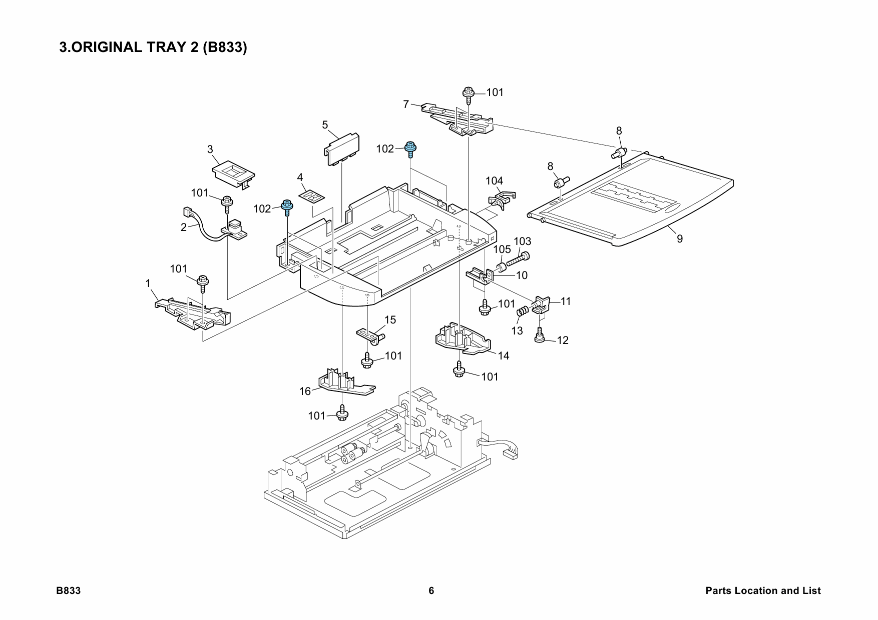 RICOH Options B833 MULTI-BYPASS-TRAY-BY5000 Parts Catalog PDF download-3